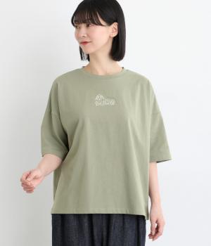 18空紡糸天竺6分袖Tシャツ(フォギーグリーン-F)