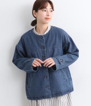 美品　ハナエモリ　美形　コットン、シルク　ソフト　デニム　ジャケット　38、M ジャケット コットンシルクデニム C253F05J02 | Cale