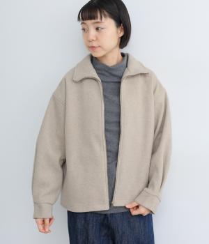 ウール混ダブルフェイスブルゾン(グレージュ-F)