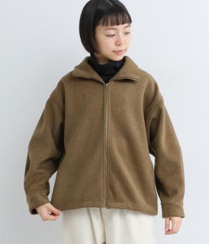 ウール混ダブルフェイスブルゾン(カーキブラウン-F)