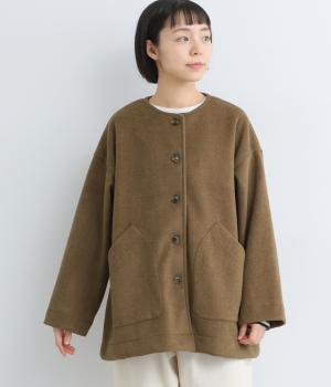 ウール混ダブルフェイスビックポケットコート