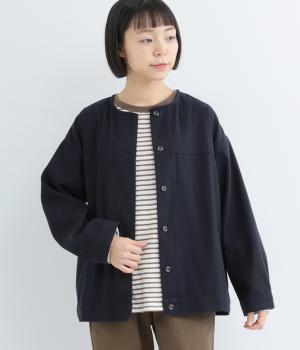 ドビークロス綾織起毛裏ヘリンボーンジャケット(ネイビー-F)