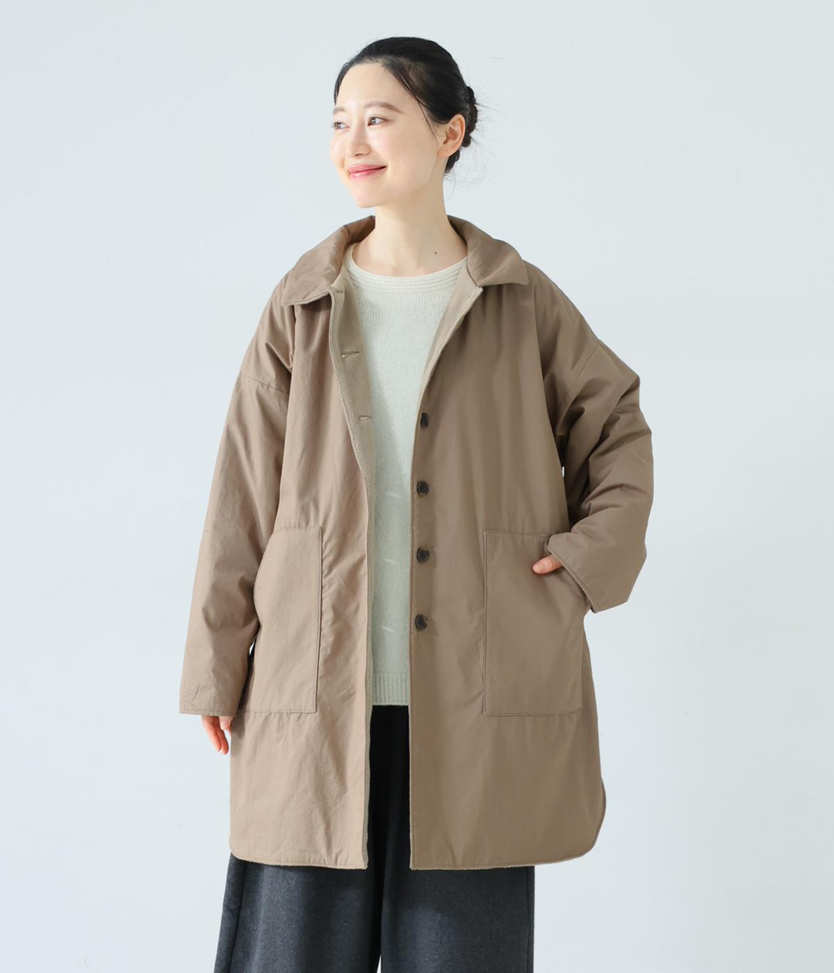 【tukuroi by SUN VALLEY】コットン馬布ピーチ起毛×裏フリースコート(グレージュ-F)