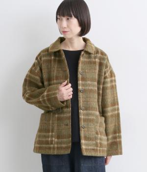 【tukuroi by SUN VALLEY】ウール混シャギーチェックコート(チェックブラウン-F)