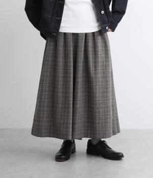 コットンリネン平織　ワイドパンツ