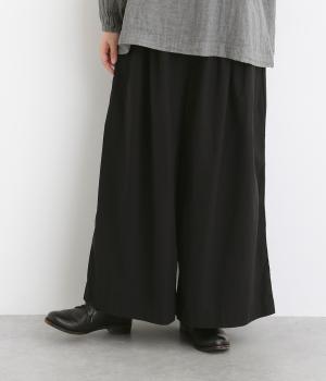 【tukuroi by SUN VALLEY】コットンレーヨンリネン平織　ワイドパンツ(クロ-F)