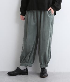 コットンコーデュロイ日本製品染　コクーンパンツ(ブルーグリーン-F)