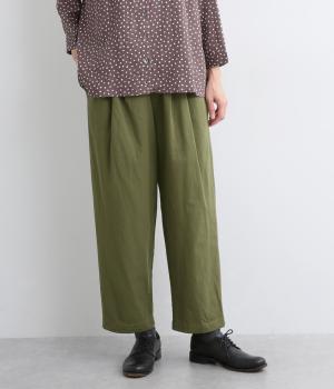 コットン綾織テーパードパンツ(カーキ-F)