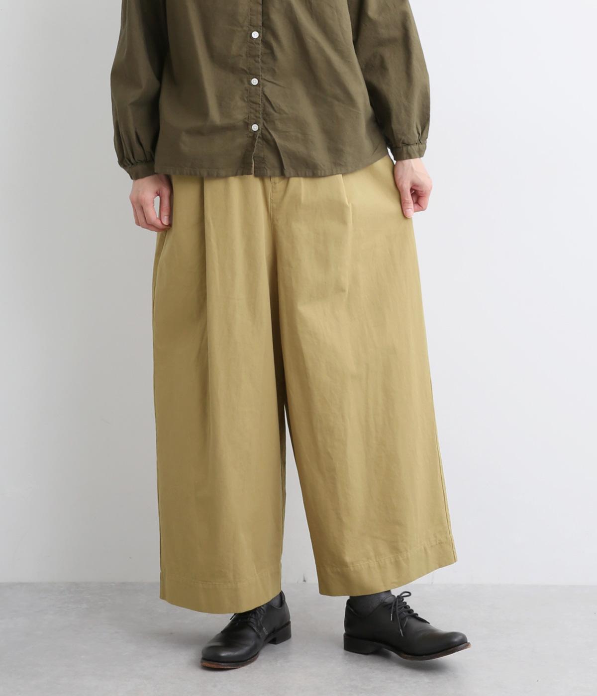 コットン綾織ワイドパンツ(ベージュ-F)