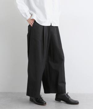 コットン綾織ワイドパンツ(クロ-F)