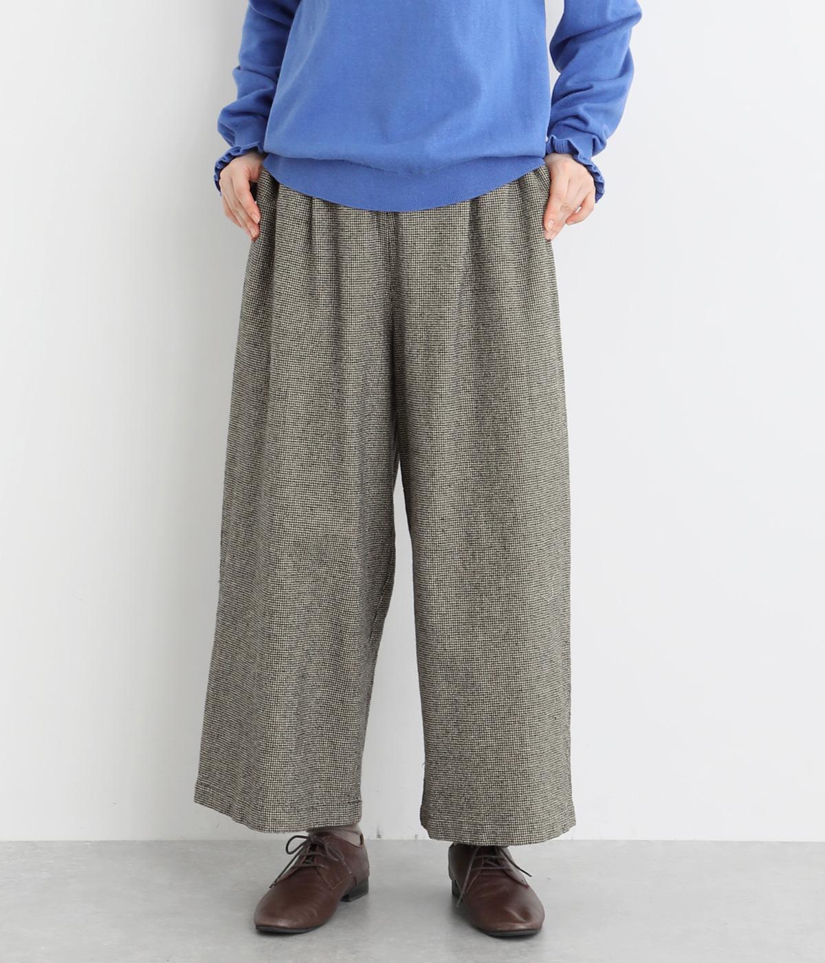 コットンリネン平織起毛ストレートワイドパンツ(チドリキナリ×クロ-F)