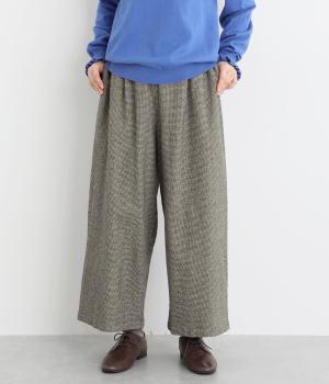 コットンリネン平織起毛ストレートワイドパンツ(チドリキナリ×クロ-F)