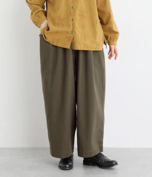 ドビークロス綾織起毛裏ヘリンボーンワイドパンツ