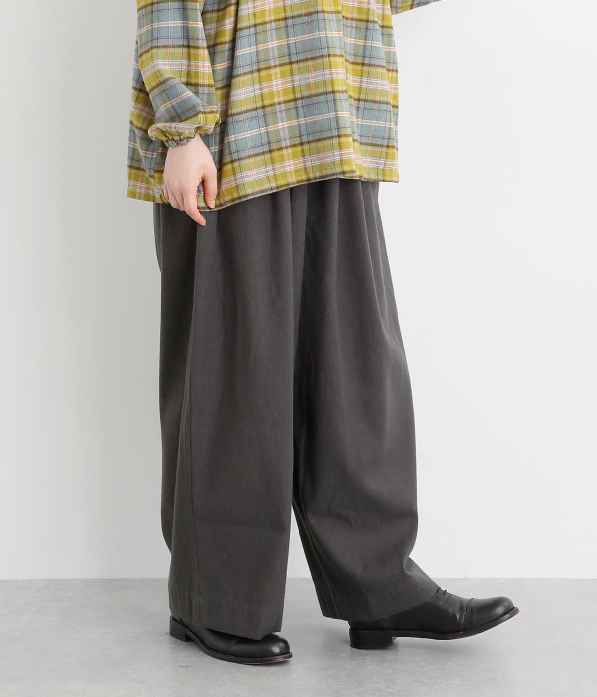 ドビークロス綾織起毛裏ヘリンボーンワイドパンツ(グレー-F)