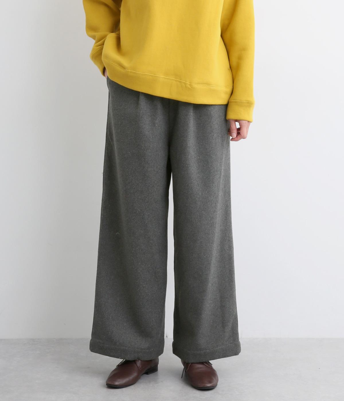 ウールライクワイドパンツ(グレー-F)