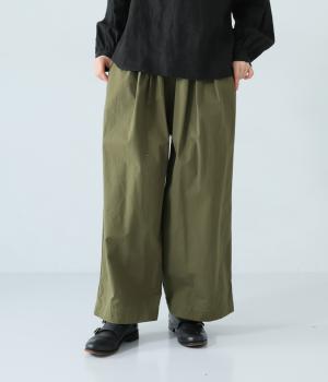 【tukuroi by SUN VALLEY】コットン馬布ピーチ起毛ワイドパンツ(カーキ-F)