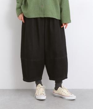 コットンデニムワイドコクーンパンツ(クロ-F)