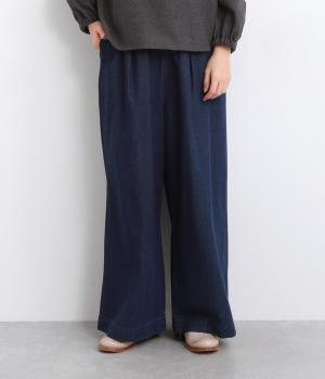 コットンデニムワイドストレートパンツ