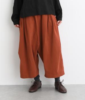ソフトコットン綾織ピーチ起毛コクーンパンツ(オレンジ-F)