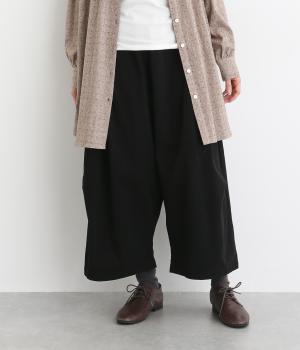 ソフトコットン綾織ピーチ起毛コクーンパンツ(クロ-F)