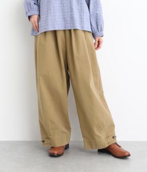 ソフトコットン綾織ピーチ起毛タックワイドストレートパンツ