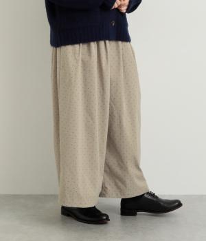 ポリエステルツイルドットプリントパンツ(ベージュ-F)