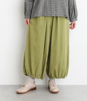 コーデュロイコクーンワイドパンツ(キミドリ-F)