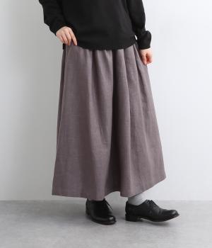 【tukuroi by SUN VALLEY】リネンコットンツイル　ギャザースカート(モーヴグレー-F)
