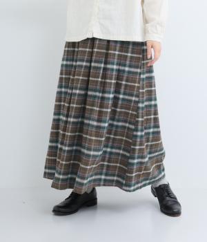 コットン綾織起毛チェックスカート