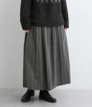 ウールライクプリーツスカート(グレー-F)