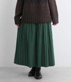 ウールライクプリーツスカート(グリーン-F)