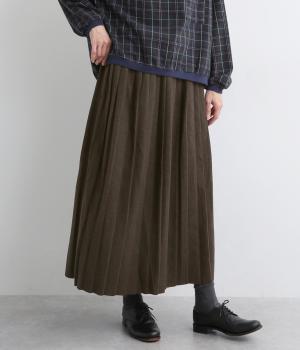 ウールライクプリーツスカート(ブラウン-F)
