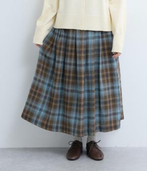 ポリエステルコットン綾織起毛チェック柄スカート