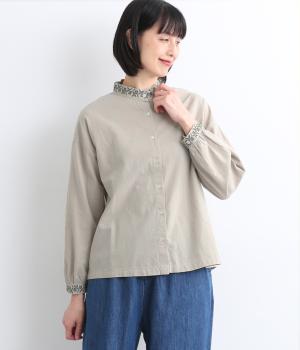 コットン平織ライン刺繍　シャツ