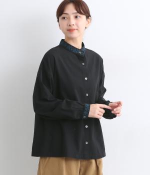 コットン平織ライン刺繍　シャツ(スミクロ-F)