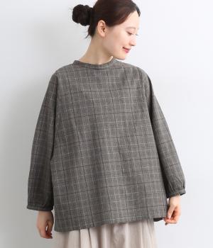 コットンリネン平織　2wayドルマンワイドブラウス