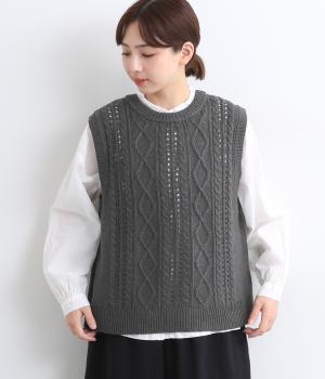 アクリルコットン模様編み ニットベスト（SUN VALLEY）の商品詳細