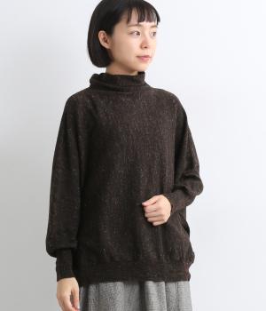【tukuroi by SUN VALLEY】リネンウール混　 ドルマンハイネックニットプルオーバー(ブラウン-F)