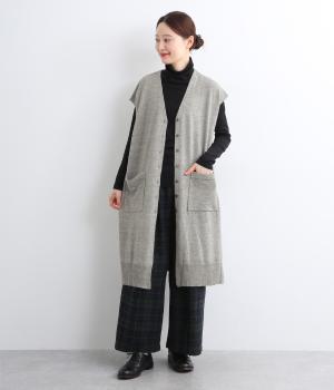 【tukuroi by SUN VALLEY】リネンウール混　ロングニットジレ