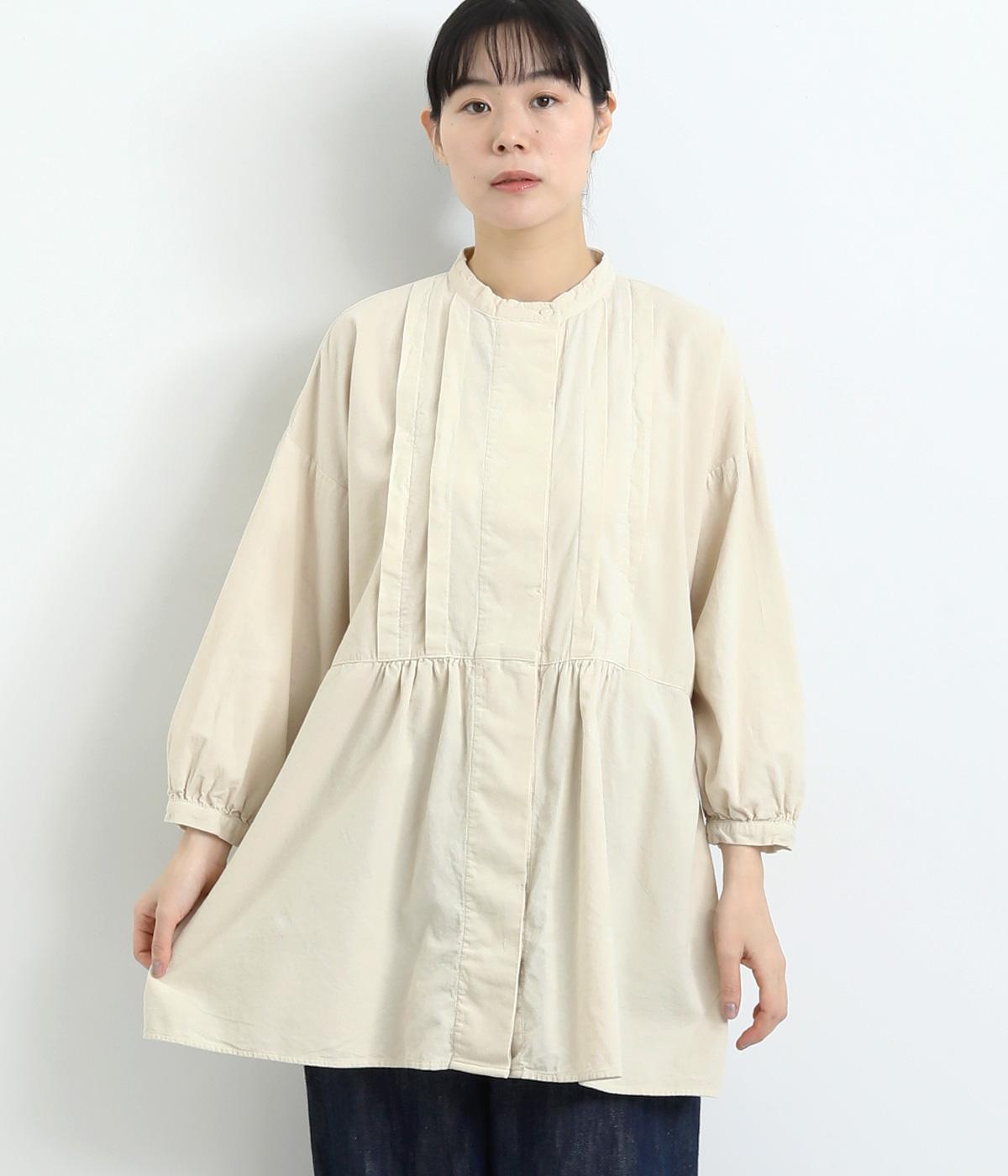 コットンコーデュロイ日本製品染　タックブラウス(エクリュ-F)