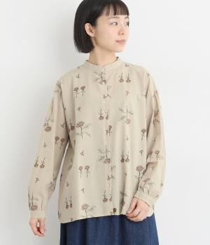 コットン平織起毛 総柄刺繍ブラウス