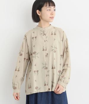 コットン平織起毛 総柄刺繍ブラウス(バニラ-F)