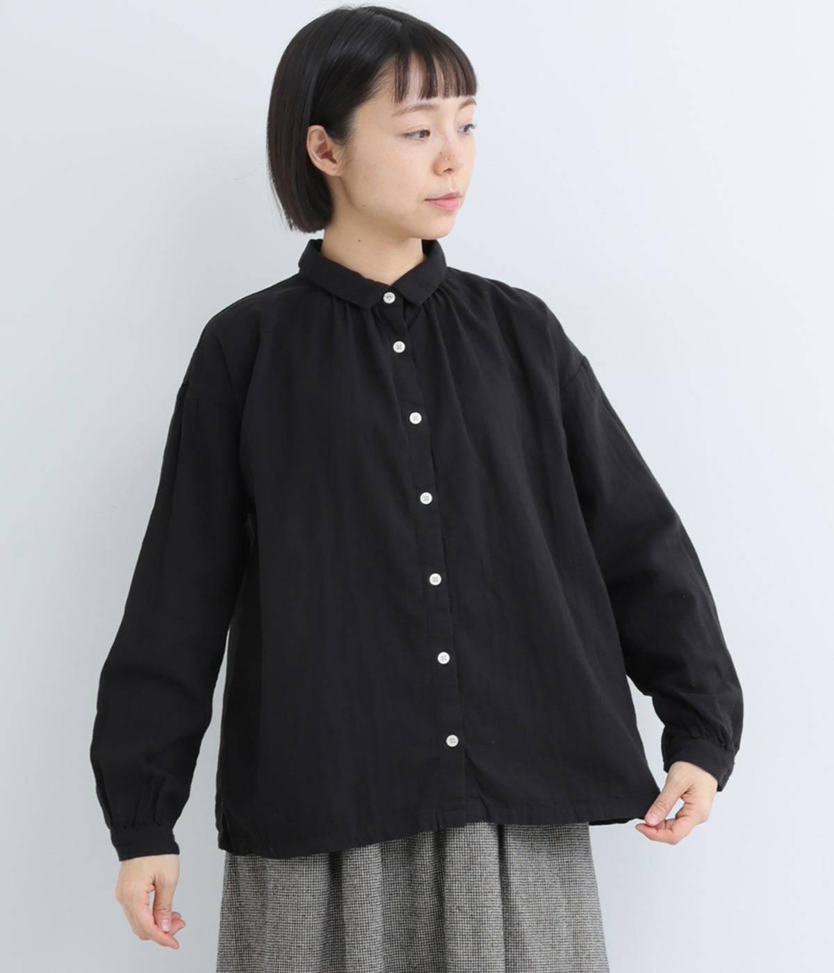 コットンダブルガーゼ 日本製品染ブラウス(クロ-F)