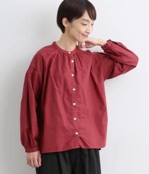 コットンオックス日本製品染バンドカラーブラウス