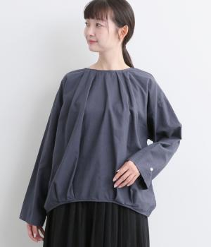 コットンオックス日本製品染2wayブラウス(ダスティブルー-F)