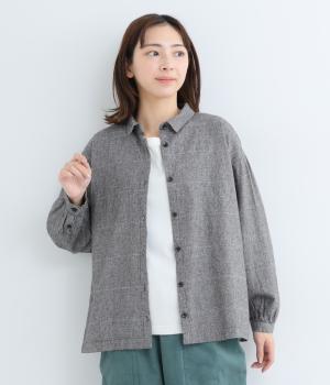 コットンリネン平織起毛ブラウス