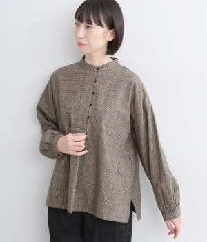 コットンリネン平織起毛プルオーバーブラウス