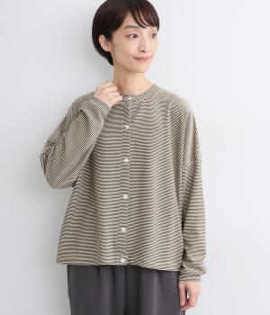 ストレッチスムース起毛カーディガン(アイボリー×スミクロ-F)