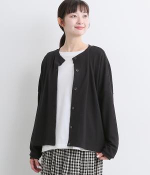 ストレッチスムース起毛カーディガン(クロ-F)