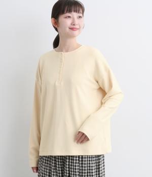 ストレッチスムース起毛ボーダー・無地Ｔシャツ(オフシロ-F)